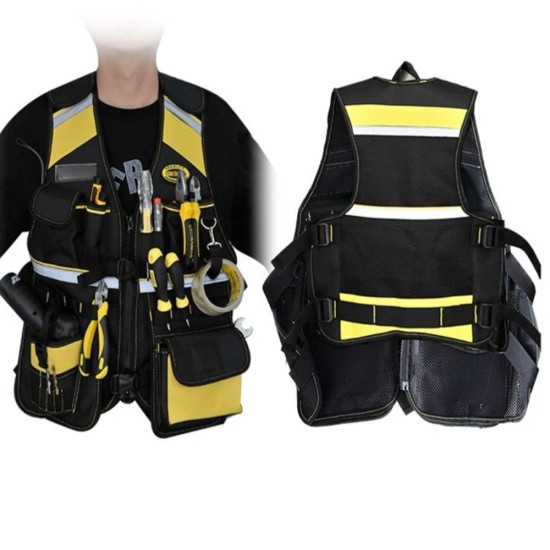 Γιλέκο εργασίας Μάυρο - Κίτρινο CROWNMAN