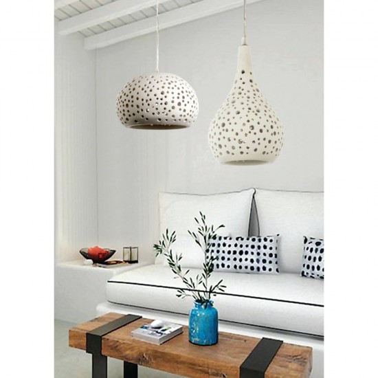 Κρεμαστό φωτιστικό γύψινο σε λευκή απόχρωση 1XE27 D:16cm (4471) - INLIGHT