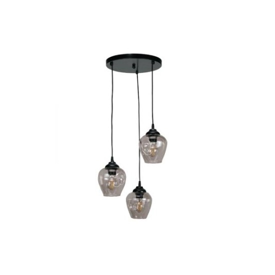 Pendant light made in black metal and glass part in two shades 3XE27 D:30cm (4474-3-BL) - INLIGHT