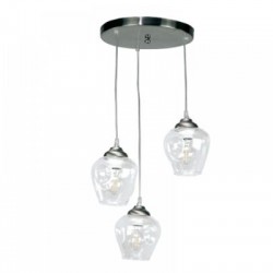 Κρεμαστό φωτιστικό από νίκελ ματ μέταλλο και διάφανο γυαλί 3XE27 D:30cm (4474-3-NM) - INLIGHT