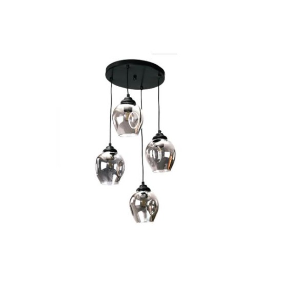 Pendant light made in black metal and glass part in two shades 3XE27 D:30cm (4474-3-BL) - INLIGHT