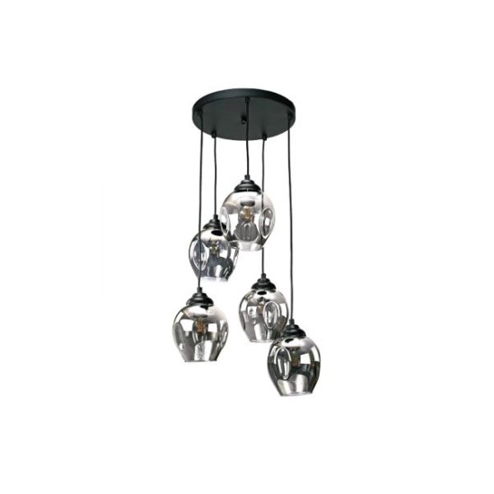 Pendant light made in black metal and glass part in two shades 3XE27 D:30cm (4474-3-BL) - INLIGHT