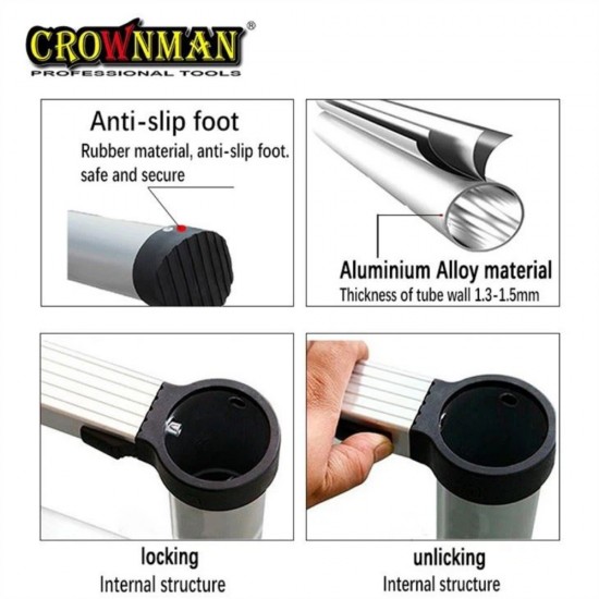 Τηλεσκοπική σκάλα αλουμινίου φορτίου 3,8μετρα εως 150kg CROWNMAN