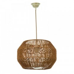 Κρεμαστό φωτιστικό καφέ από σχοινί 1XE27 D:35cm (4503) - INLIGHT