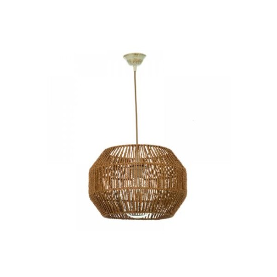 Κρεμαστό φωτιστικό καφέ από σχοινί 1XE27 D:35cm (4503) - INLIGHT