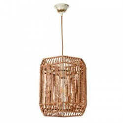 Κρεμαστό φωτιστικό καφέ από σχοινί 1XE27 D:24cm (4504) - INLIGHT