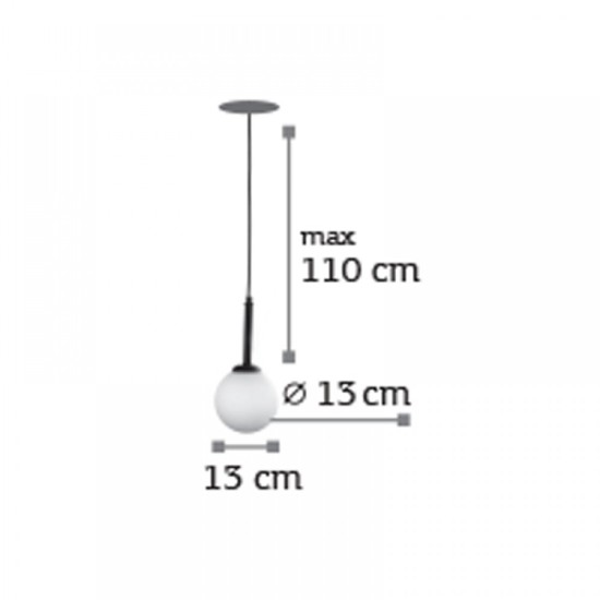 Pendant light made in black metal and opal glass 1XG9 D:13cm (4514-1) - INLIGHT