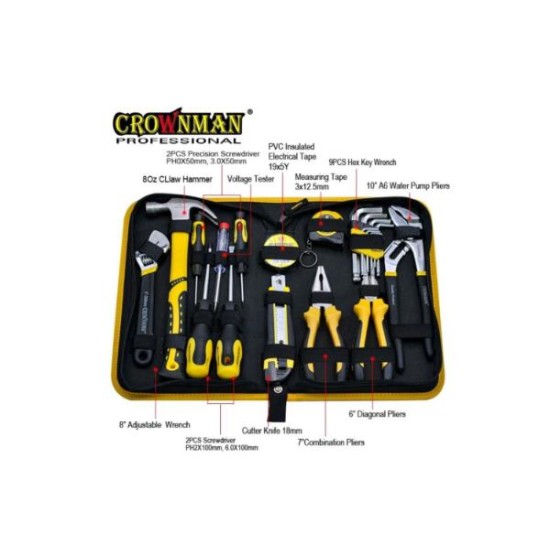 Κασετίνα Σέτ 22 ΤΜΧ Εργαλεία χειρός - CROWNMAN