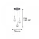 Pendant light made in black metal and opal glass 3XG9 D:30cm (4514-3) - INLIGHT