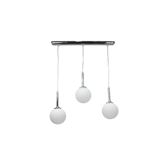 Pendant light made in black aluminium, and opal glass 3XG9 D:60cm (4515-3 Rail) - INLIGHT