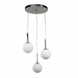 Κρεμαστό φωτιστικό από χρώμιο μέταλλο και λευκή οπαλίνα 3XG9 D:30cm (4515-3 ΡΟΖΕΤΑ) - INLIGHT