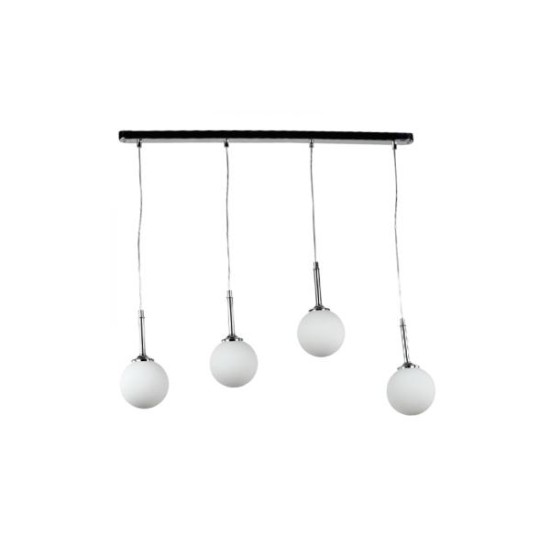 Pendant light made in black aluminium, and opal glass 3XG9 D:60cm (4515-3 Rail) - INLIGHT