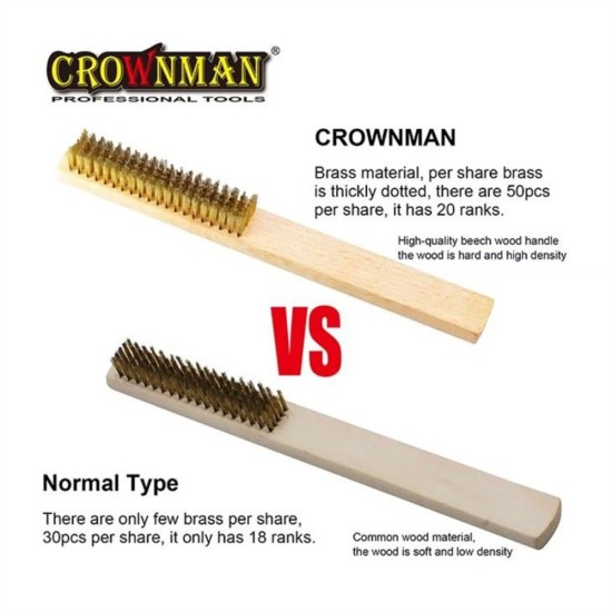 Συρμάτινη βούρτσα καθαρισμού με ξύλινη λαβή - CROWNMAN