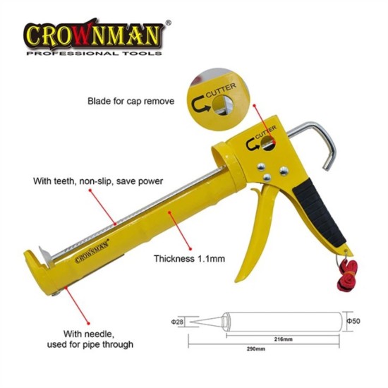 Πιστόλι σιλικόνης ανοικτού τύπου 9 / 225mm  - CROWNMAN