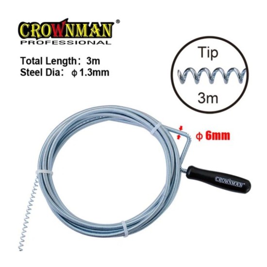 Ατσαλίνα αποχέτευσης 6mm x 3m - CROWNMAN