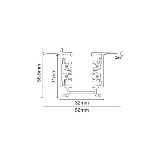 Ράγα 3 Φάσεων 230V AC χωνευτή (1μέτρο) Λευκή - 4WRE1MW - aca