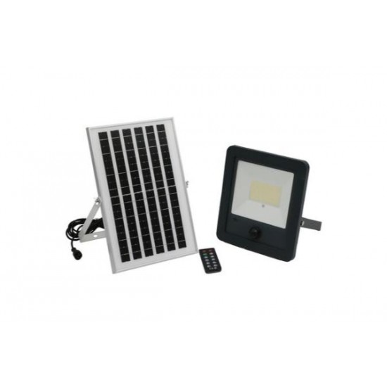 Ηλιακός Προβολέας LED 100W  Mε Aνιχνευτή Κίνησης Υπερύθρων + Φωτοκύταρρο ημέρας νύχτας  1000lm 4000k γραφίτης- Adeleq 