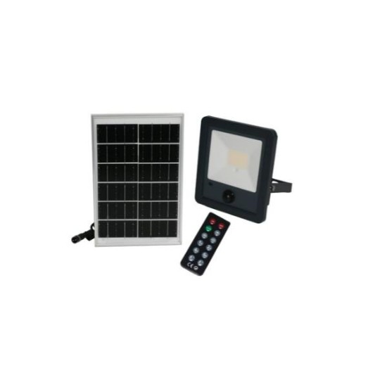 Ηλιακός Προβολέας LED 50W  Mε Aνιχνευτή Κίνησης Υπερύθρων + Φωτοκύταρρο ημέρας νύχτας  500lm 4000k γραφίτης- Adeleq 