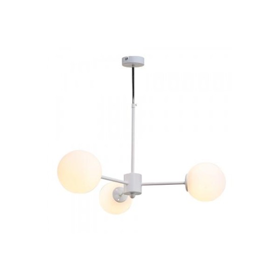 Pendant light made in black metal and opal glass 3XG9 D:45cm (5315-3) - INLIGHT