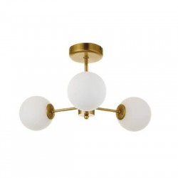 Κρεμαστό φωτιστικό από χρυσό ματ μέταλλο και λευκή οπαλίνα 3XG9 D:45cm (5015-3) - INLIGHT