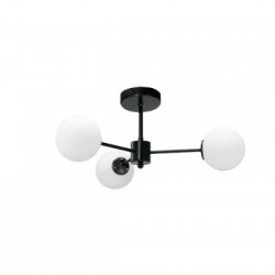 Κρεμαστό φωτιστικό από μαύρο μέταλλο και λευκή οπαλίνα 3XG9 D:45cm (5016-3) - INLIGHT