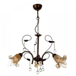 Κρεμαστό φωτιστικό από οξυντέ μέταλλο κρύσταλλα και μελί γυαλί 3XE14 D:60cm (5300-3-BR) - INLIGHT