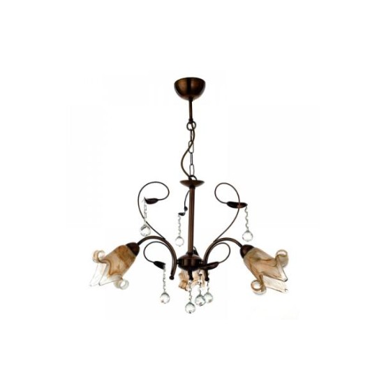Pendant light made in brass metal crystal and glasses 3XE14 D:60cm (5300-3-BR) inlight