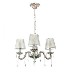 Κρεμαστό φωτιστικό από μέταλλο σε μπεζ πατίνα και κρύσταλλα 3XE14 D:55cm (5304-3) - INLIGHT