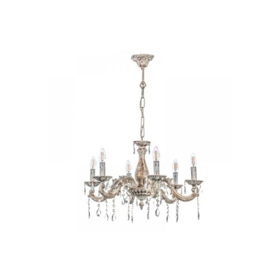 Pendant light made in beige patina metal crystals 3XE14 D:55cm (5304-3) - INLIGHT
