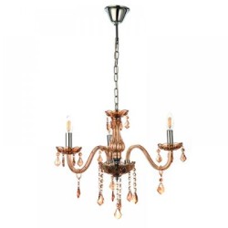 Κρεμαστό φωτιστικό από μελί γυαλί και κρύσταλλα 3XE14 D:55cm (5314-3-AMBER) - INLIGHT