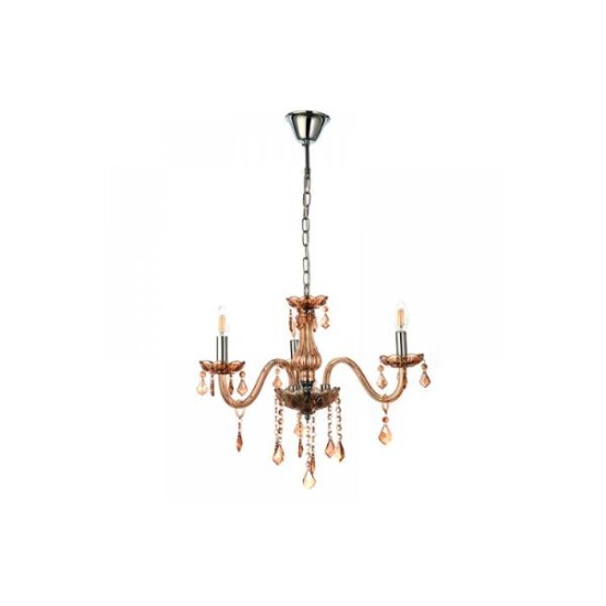 Pendant light made in amber glass and crystals 3XE14 D:55cm (5314-3-AMBER) - INLIGHT