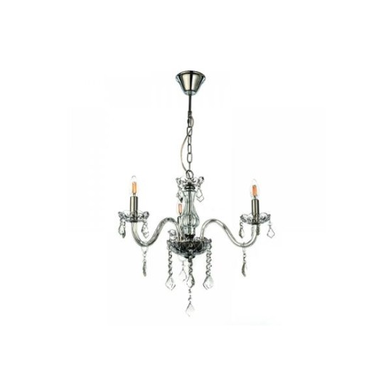 Κρεμαστό φωτιστικό από διάφανο γυαλί και κρύσταλλα 3XE14 D:55cm (5314-3-CLEAR) - INLIGHT