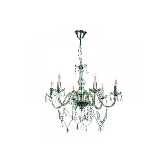 Κρεμαστό φωτιστικό από διάφανο γυαλί και κρύσταλλα 3XE14 D:55cm (5314-3-CLEAR) - INLIGHT