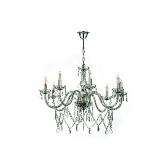 Κρεμαστό φωτιστικό από διάφανο γυαλί και κρύσταλλα 3XE14 D:55cm (5314-3-CLEAR) - INLIGHT