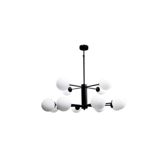 Pendant light made in black metal and opal glass 3XG9 D:45cm (5315-3) - INLIGHT