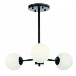Κρεμαστό φωτιστικό από μαύρο μέταλλο και λευκή οπαλίνα 3XG9 D:45cm (5315-3) - INLIGHT