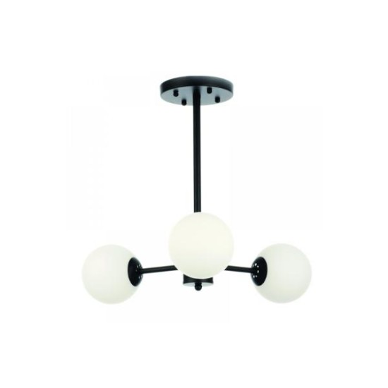 Pendant light made in black metal and opal glass 3XG9 D:45cm (5315-3) - INLIGHT