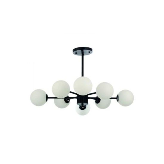 Pendant light made in black metal and opal glass 3XG9 D:45cm (5315-3) - INLIGHT