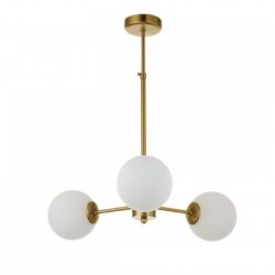 Κρεμαστό φωτιστικό από χρυσό ματ μέταλλο και λευκή οπαλίνα 3XG9 D:45cm (5316-3) - INLIGHT