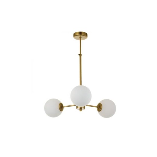 Pendant light made in golden aluminium, and opal glass  3XG9 D:45cm (5316-3) - INLIGHT