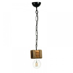 Κρεμαστό φωτιστικό από ξύλο και σχοινί 1XE27 D:10cm (5318-1) - INLIGHT