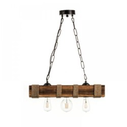 Κρεμαστό φωτιστικό από ξύλο και σχοινί 3XE27 D:90cm (5318-3) - INLIGHT