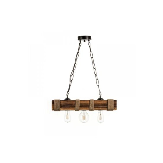 Κρεμαστό φωτιστικό από ξύλο και σχοινί 3XE27 D:90cm (5318-3) - INLIGHT