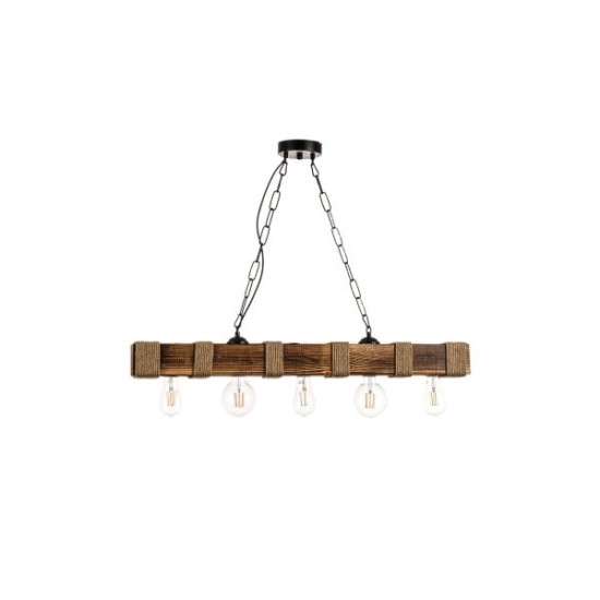 Κρεμαστό φωτιστικό από ξύλο και σχοινί 5XE27 D:90cm (5318-5) - INLIGHT