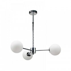Κρεμαστό φωτιστικό από χρώμιο μέταλλο και λευκή οπαλίνα 3XG9 D:45cm (5321-3) - INLIGHT
