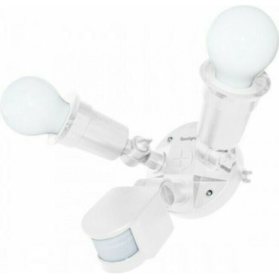 Φωτιστικό επίτοιχο διπλό λευκό 2Χ150W + Ανιχνευτή κίνησης - 5607 - spot light 