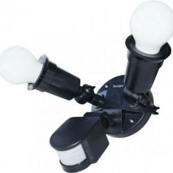 Φωτιστικό επίτοιχο διπλό μάυρο 2Χ150W + Ανιχνευτή κίνησης - 5608 - spot light 