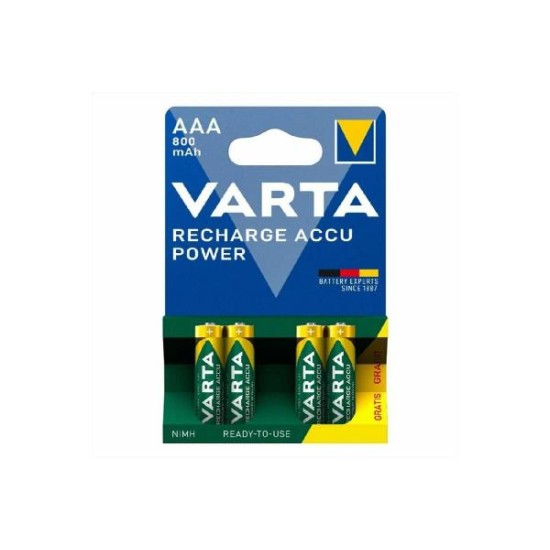 Μπαταρία επαναφορτιζόμενη προφορτισμένη ACCU 1.2V ΑΑΑ 800mAh 56703 HR03 - 4τεμ - VARTA
