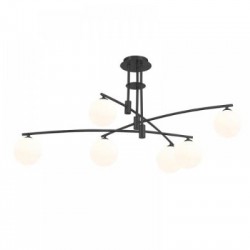 Κρεμαστό φωτιστικό από μαύρο μέταλλο και λευκή οπαλίνα 6XG9 D:100cm (6036-6) - INLIGHT