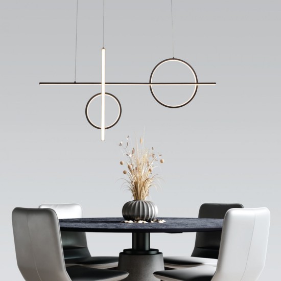 Κρεμαστό φωτιστικό LED 45W 3CCT απο μάυρο αλουμίνιο και ακρυλικό 100cm (6043- Black) - INLIGHT